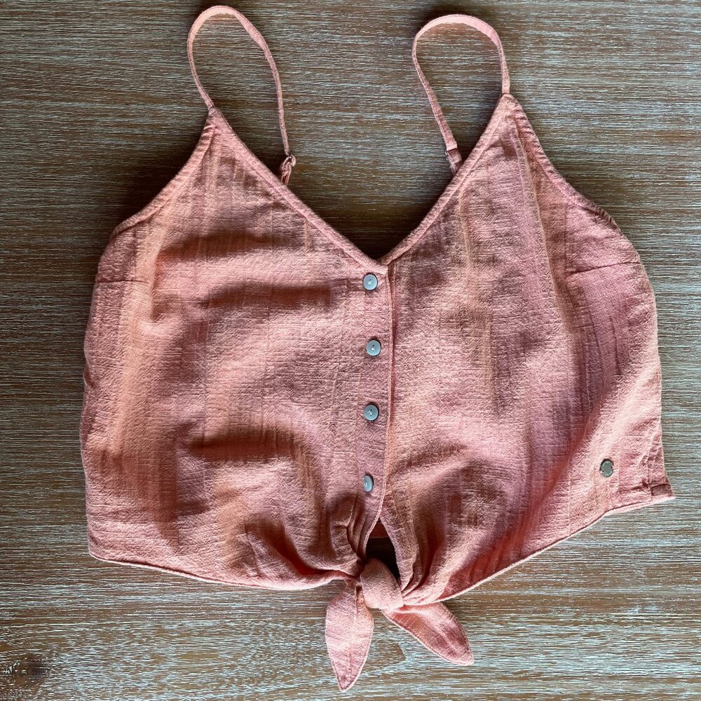 Roxy Tie Button Front Crop Adjustable Strap Top S… - image 5